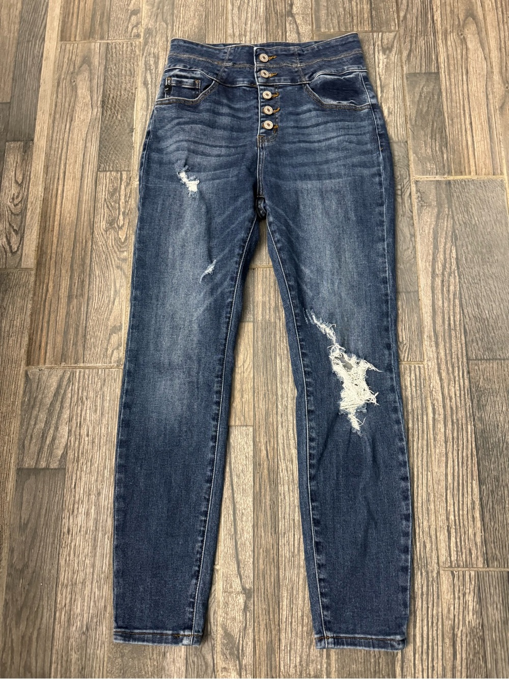 KanCan Womens buttonfly high rise distressed jeans - size 27